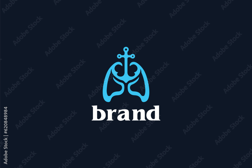 Creative logo design depicting an anchor shaped like lungs- Logo Design Template	
