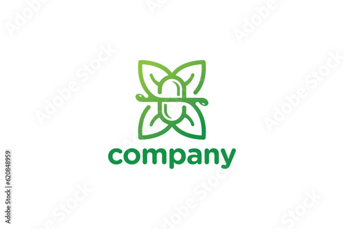 Creative logo design depicting a pill inside four leaves- Logo Design Template	
