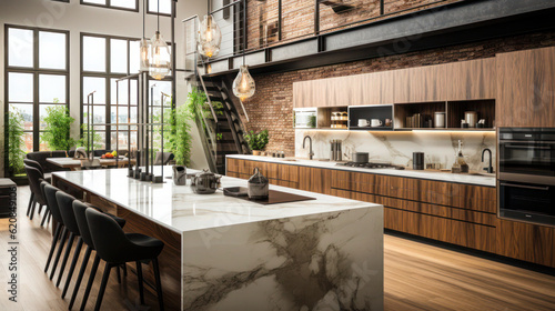 Clean and Functional: Modern Kitchen in Nordic Style. Loft Apartment interior