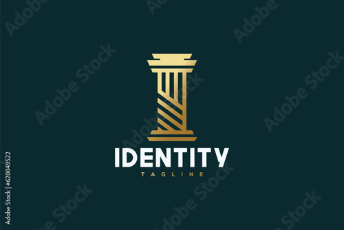 Title: Creative logo design depicting a stone pillar designated to the legal or coporate world.  photo