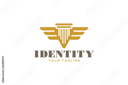 Title: Creative logo design depicting a stone pillar designated to the legal or coporate world. 