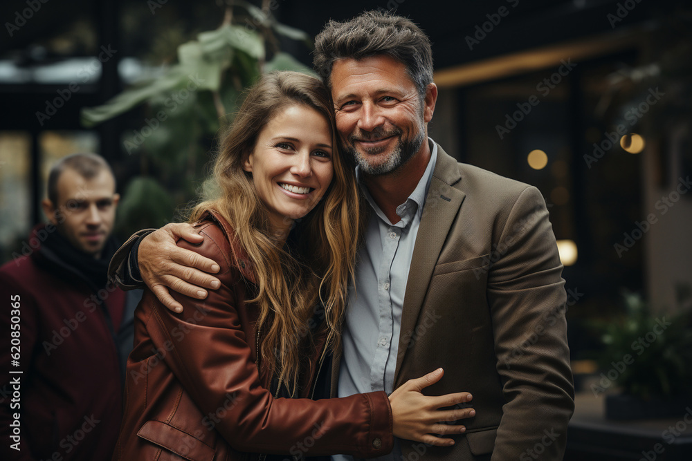 Couple of adults on the street. Generative Ai Couple of adults on the street. Generative Ai