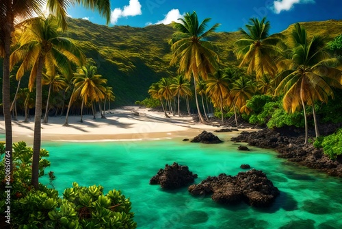 Palm Beach In Tropical Paradise - Guadalupe Island - Caribbean