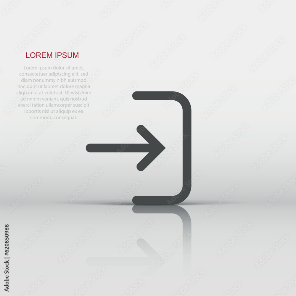 Login icon in flat style. Arrow access vector illustration on white isolated background. Door entry business concept. Login icon in flat style. Arrow access vector illustration on white isolated background. Door entry business concept.