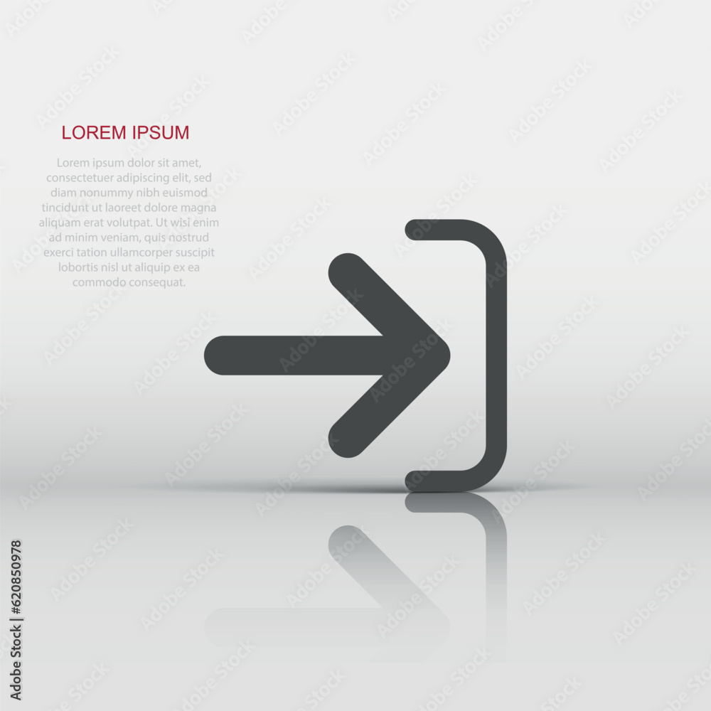 Login icon in flat style. Arrow access vector illustration on white isolated background. Door entry business concept. Login icon in flat style. Arrow access vector illustration on white isolated background. Door entry business concept.