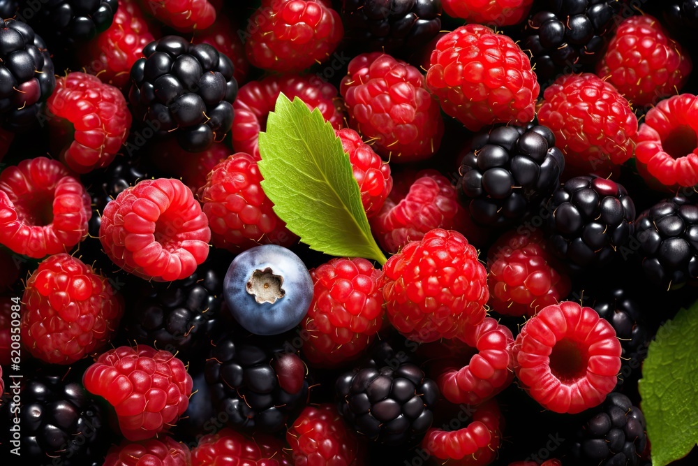 Assorted Fresh Berries on Organic Background - Mix of Raspberry, Currant and Other Fruit for Food or Drink Concept: Generative AI Assorted Fresh Berries on Organic Background - Mix of Raspberry, Currant and Other Fruit for Food or Drink Concept: Generative AI