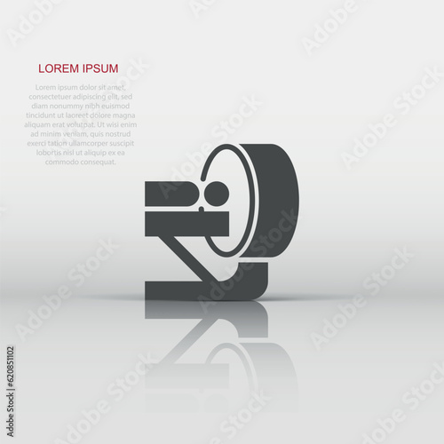 Radiology icon in flat style. Tomography vector illustration on white isolated background. Mri scanner business concept.