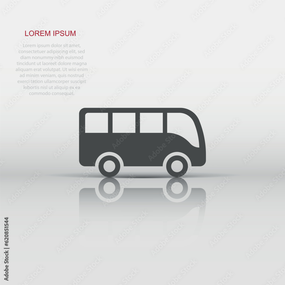 Bus icon in flat style. Coach vector illustration on white isolated background. Autobus vehicle business concept. Bus icon in flat style. Coach vector illustration on white isolated background. Autobus vehicle business concept.