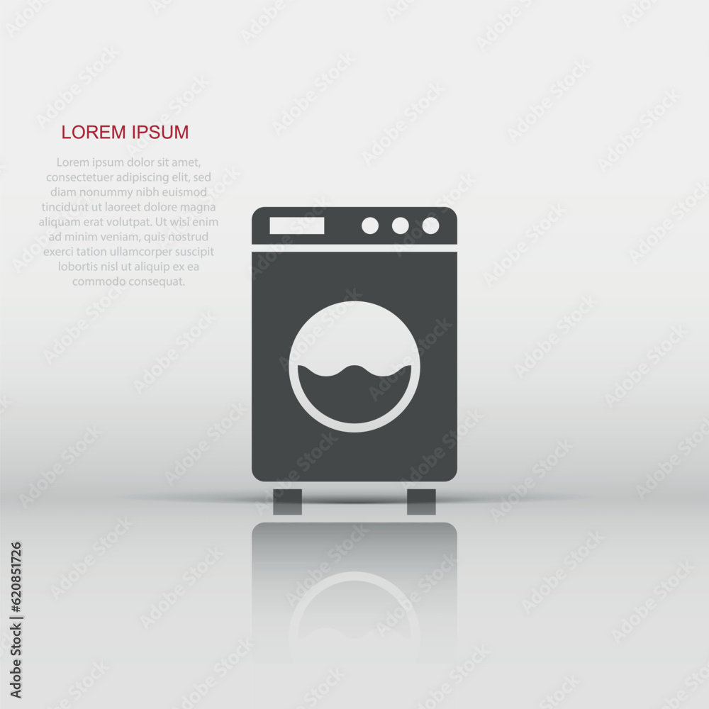Washing machine icon in flat style. Washer vector illustration on white isolated background. Laundry business concept. Washing machine icon in flat style. Washer vector illustration on white isolated background. Laundry business concept.
