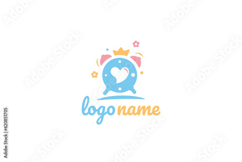Heart Clock Logo Design - Logo Design Template	
