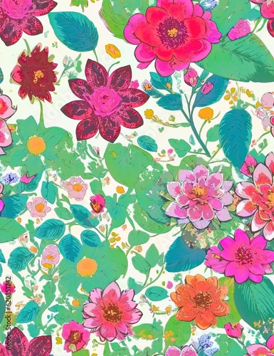 Seamless pattern with colorful flowers. Vector illustration for your design 