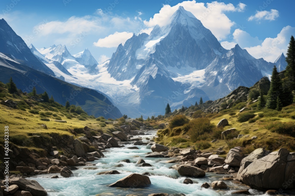 Photograph of Explore The Beauty of Mountains Rivers, Generative AI