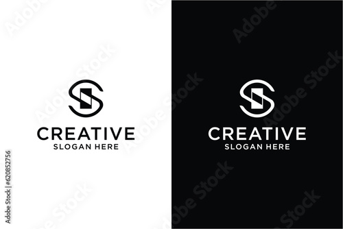 letter s technology Logo design concept