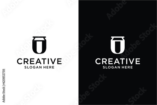 letter u with bottle Logo design concept