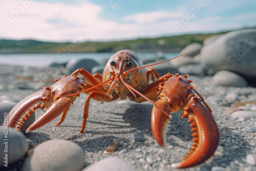 Lobster in nature, national geography, Wide life animals. AI Generated.