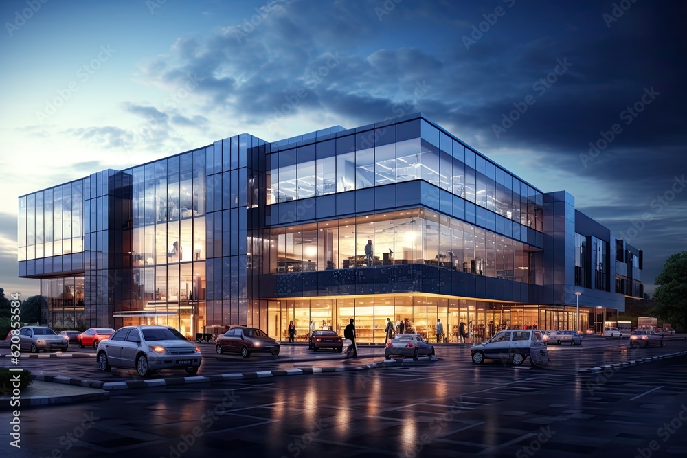 Construction of a New Shopping Center with Stores and Parking Lot - Illustration of a Shopping Centre Building Progress: Generative AI Construction of a New Shopping Center with Stores and Parking Lot - Illustration of a Shopping Centre Building Progress: Generative AI