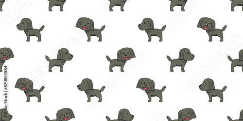 Fototapeta Naklejka Na Ścianę i Meble -  Vector cartoon cute black golden retriever dog seamless pattern background for design.