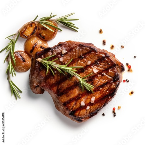 Steak isolated on white (generative AI)