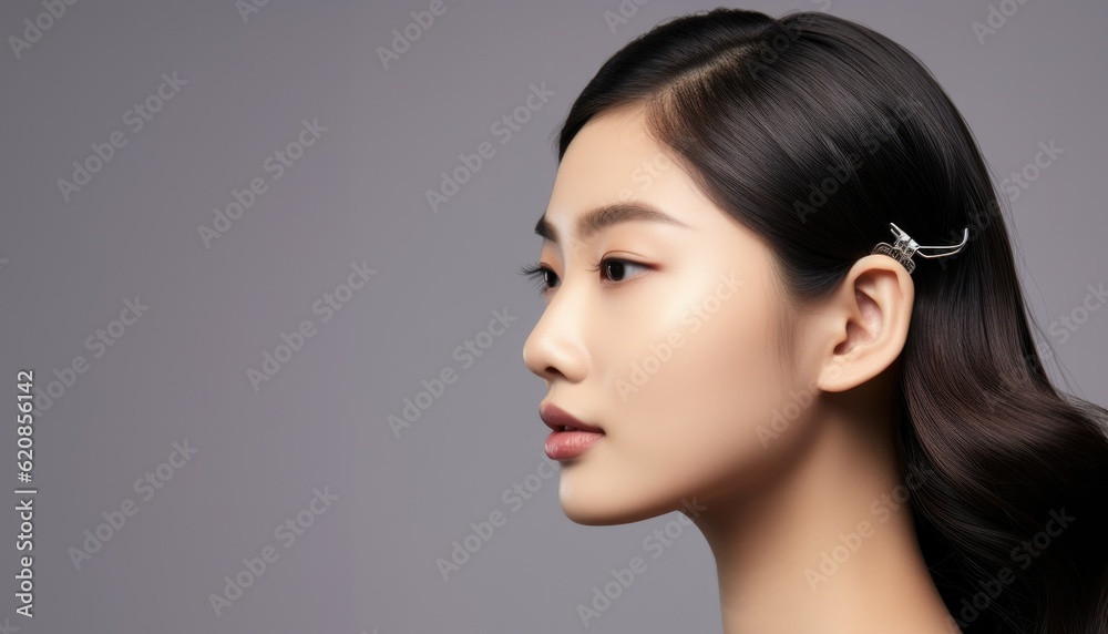 Beautiful asian woman, fresh skin, isolated on clean studio background, Facial treatment, Asian women portrait , Generative Ai Beautiful asian woman, fresh skin, isolated on clean studio background, Facial treatment, Asian women portrait , Generative Ai