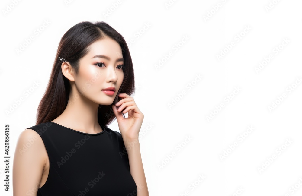 Beautiful asian woman, fresh skin, isolated on white studio background, Facial treatment, Asian women portrait , Generative Ai Beautiful asian woman, fresh skin, isolated on white studio background, Facial treatment, Asian women portrait , Generative Ai