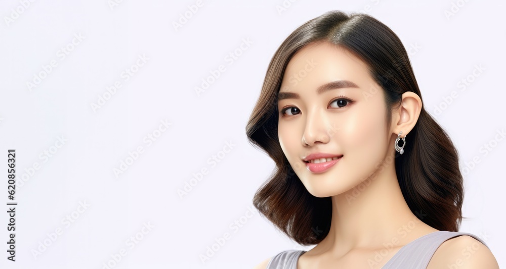 Beautiful asian woman, fresh skin, isolated on white studio background, Facial treatment, Asian women portrait , Generative Ai Beautiful asian woman, fresh skin, isolated on white studio background, Facial treatment, Asian women portrait , Generative Ai