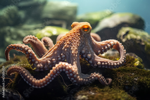 Octopus in nature, national geography, Wide life animals. AI Generated.