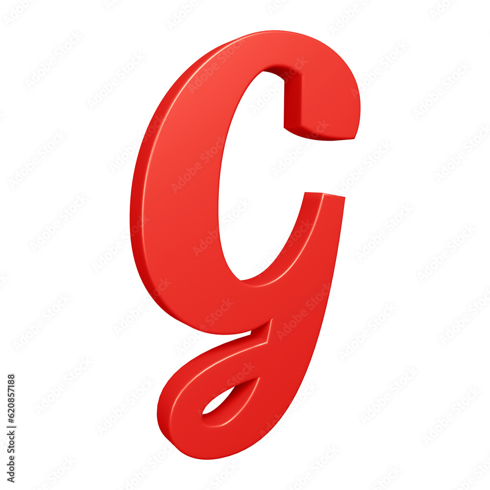 3D red alphabet letter g for education and text concept 3D red alphabet letter g for education and text concept