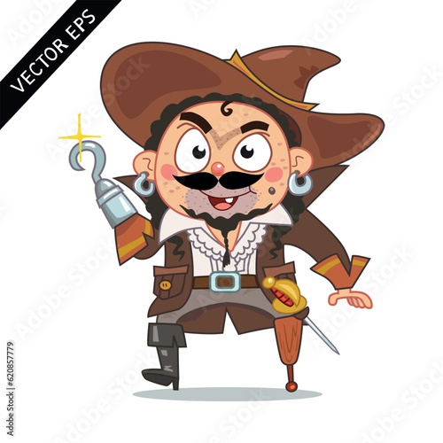  Cartoon Pirate Captain. T shirt, Background, Vector Illustration Cartoon EPS Images. 