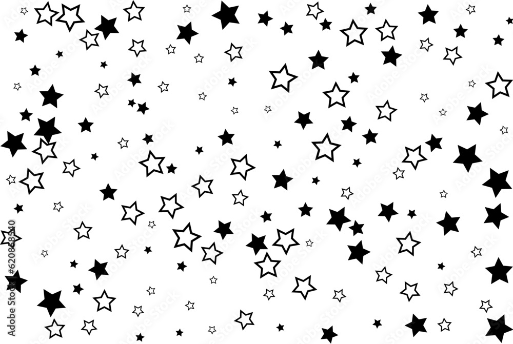 Starry background. Vector seamless pattern with stars. Monochrome horizontal texture. Swatch with sparkles for textile design. Starry background. Vector seamless pattern with stars. Monochrome horizontal texture. Swatch with sparkles for textile design.