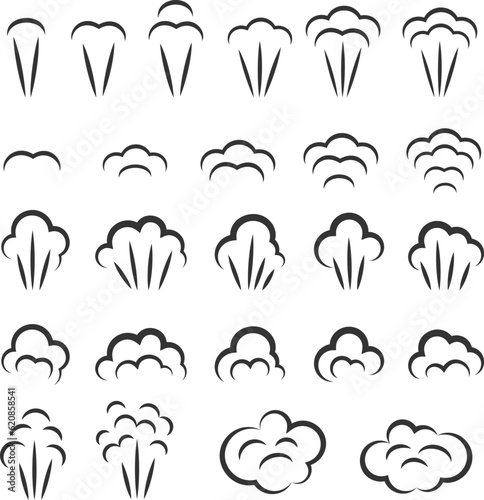Steam icons set. Vector symbols collection.