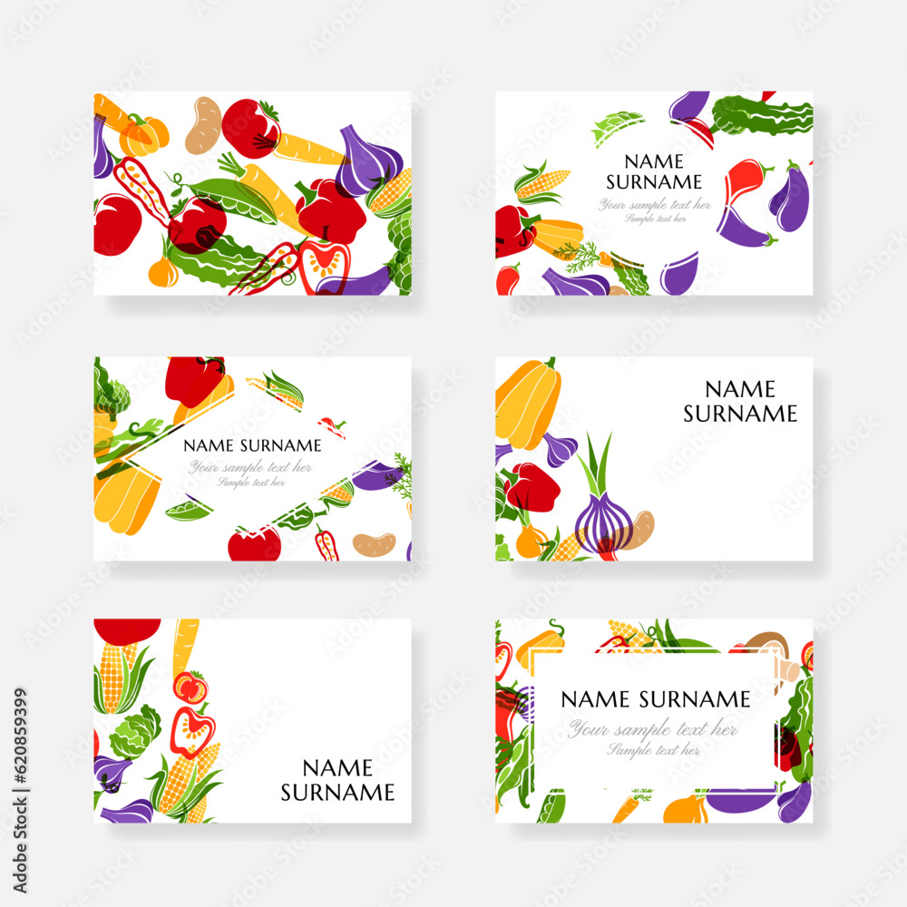 Vegetables banners and elements for menu design, packaging or organic food store labels