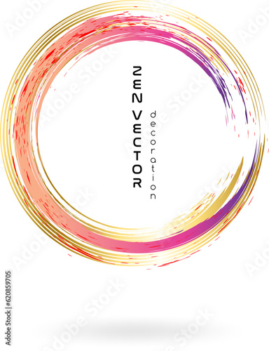 Ink zen circle emblem. Hand drawn abstract decoration element.