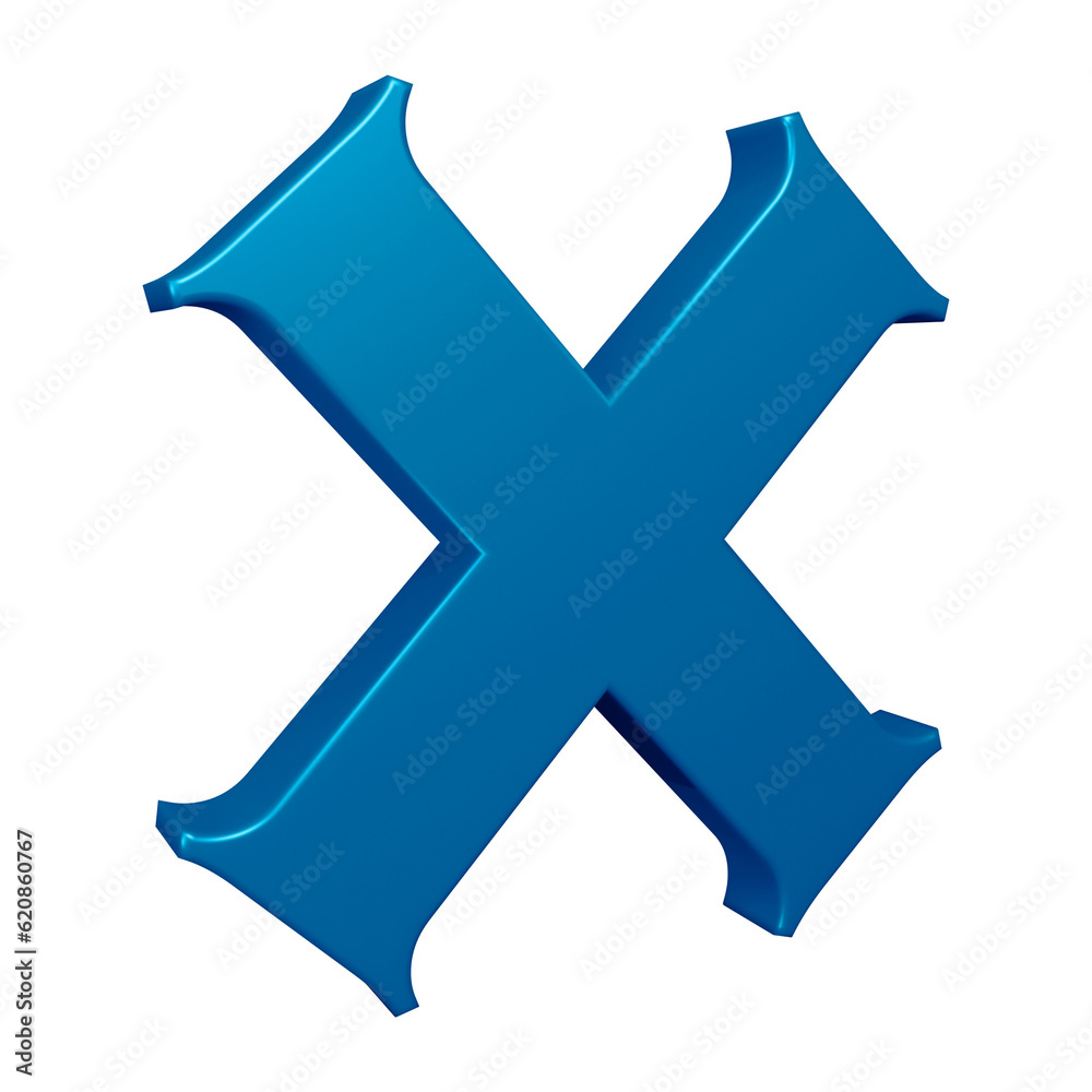 3D blue alphabet letter x for education and text concept 3D blue alphabet letter x for education and text concept