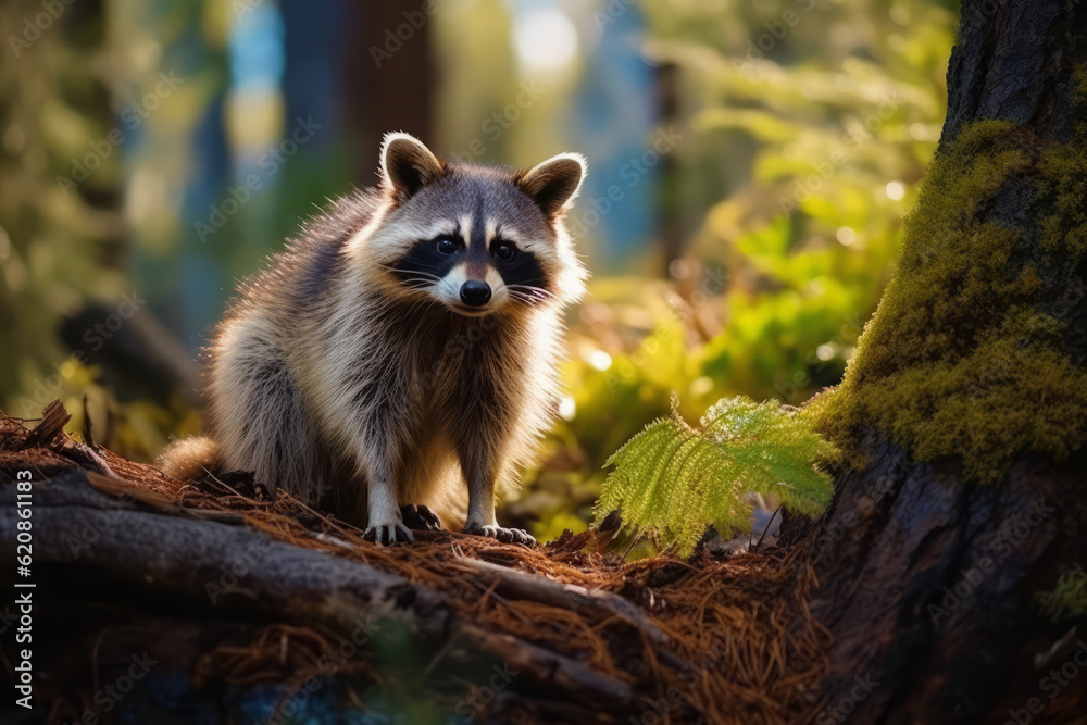 Raccoon in nature, national geography, Wide life animals. AI Generated. Raccoon in nature, national geography, Wide life animals. AI Generated.
