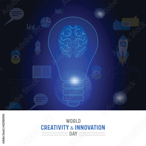 World Creativity and Innovation Day. Creative thinking illustration. world creativity and innovation day Banner design. World Creativity and Innovation Day poster