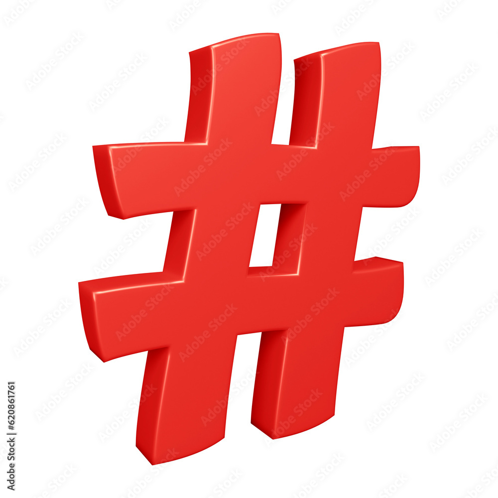 Obraz premium 3D red hashtag symbol or icon design