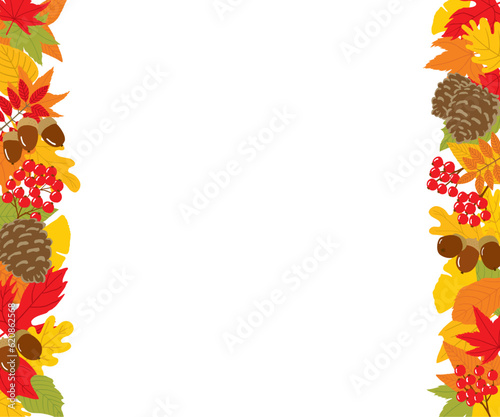 秋の葉っぱと木の実でできたバナーフレーム　300×250