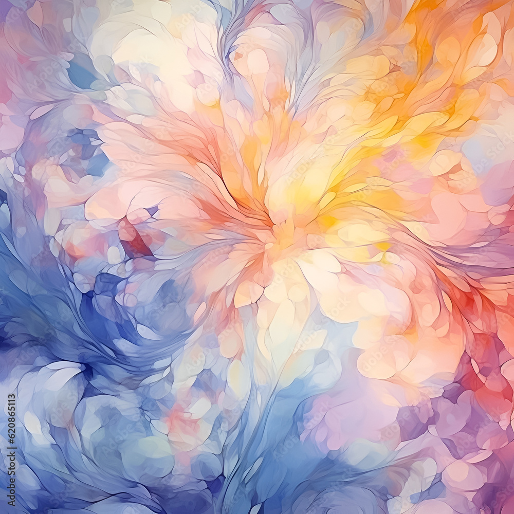Whimsical watercolor floral burst. - obrazy, fototapety, plakaty 