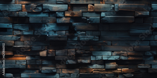 Generative AI - Industrial Flat Wooden Block Wall Texture
