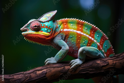 Colorful chameleon panther on the branch © Ekaterina Pokrovsky
