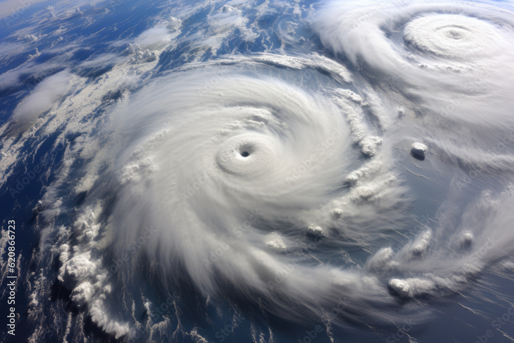 Hurricane from space, aerial satellite view