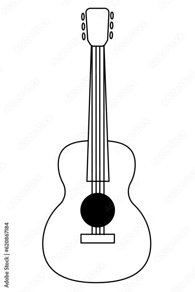 Acoustic guitar vector illustration. Simple logo of musical instrument. 
