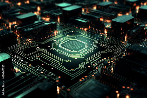 Electronic circuit board with processor, Generative Ai