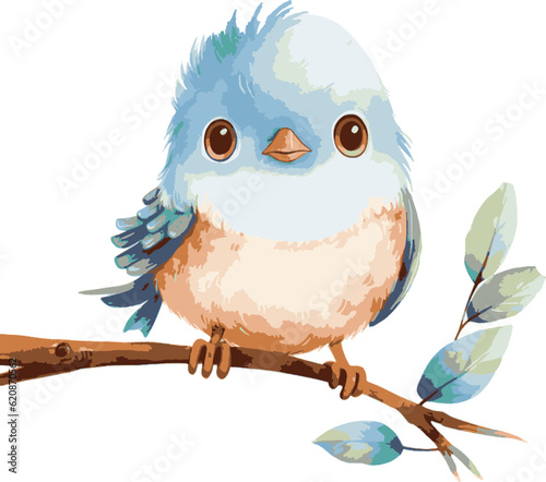 bird nature watercolor neutral colors for kids simple drawing childish cute	