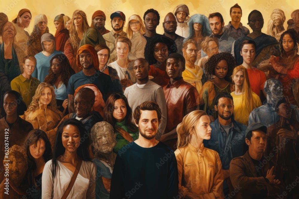 Cultural diversity. The people of the world. Different races generated ...