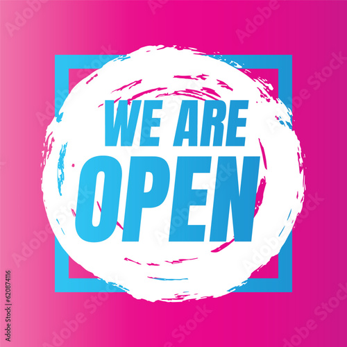 We are open today sign design, We are open now social media post icon, We are open tonight restaurant signboard vector