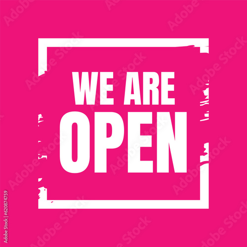 We are open today sign design, We are open now social media post icon, We are open tonight restaurant signboard vector