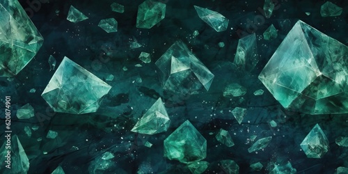 Kryptonite crystals stargazing texture pattern. Blurred pattern of green kriptonite stone macro mineral for background. Generative AI photo