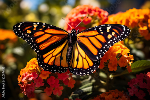 monarch butterfly on flower photo