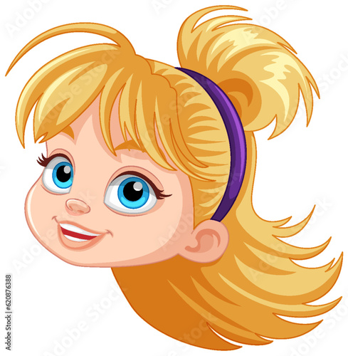 Cute blonde girl head with blue eyes